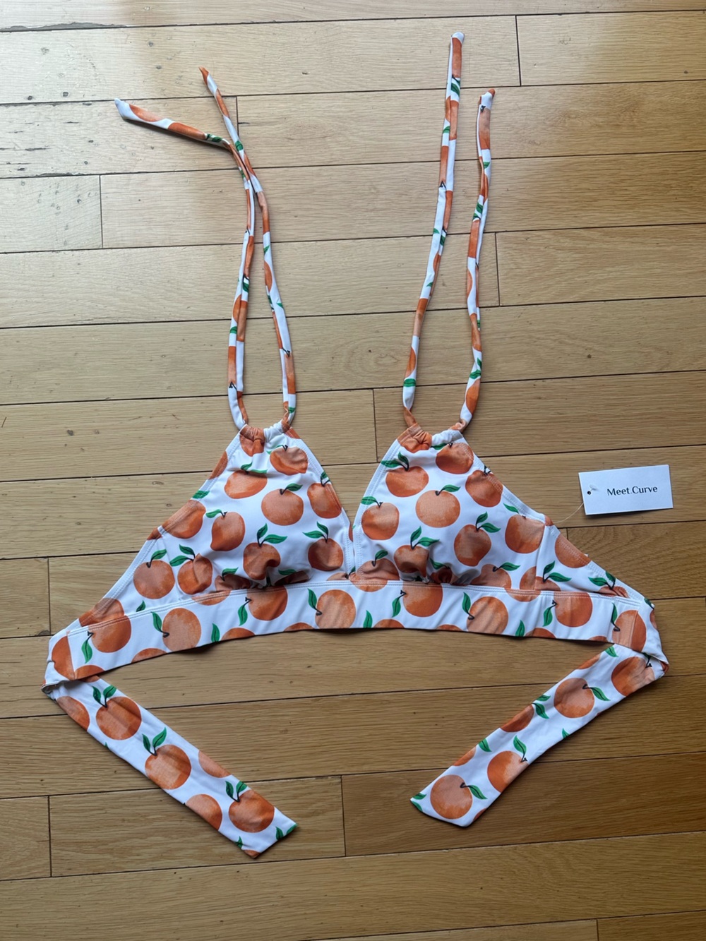 Peach Print Triangle Bikini Top